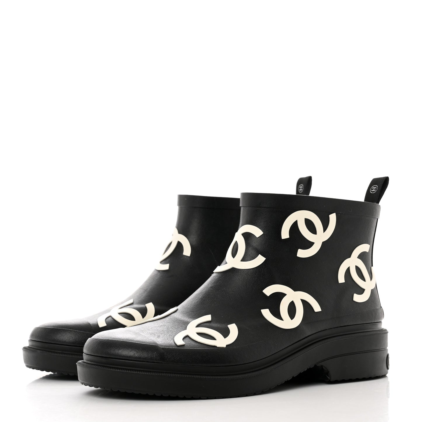 Rubber CC Print Boots 39 Black