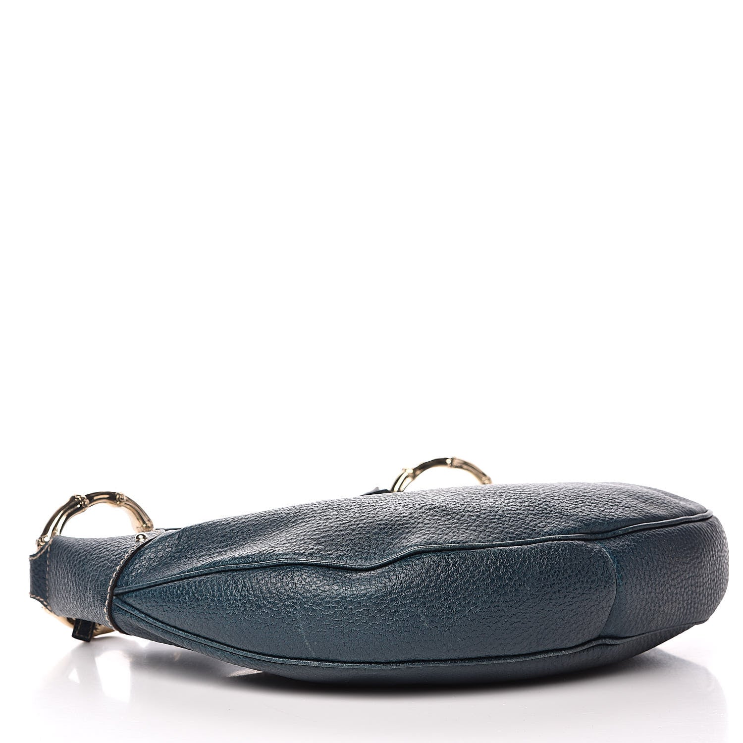 Gucci Calfskin Half Moon Bamboo Ring Hobo Blue 4 of 14