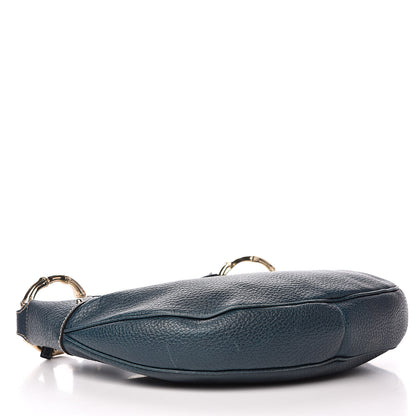 Gucci Calfskin Half Moon Bamboo Ring Hobo Blue 4 of 14