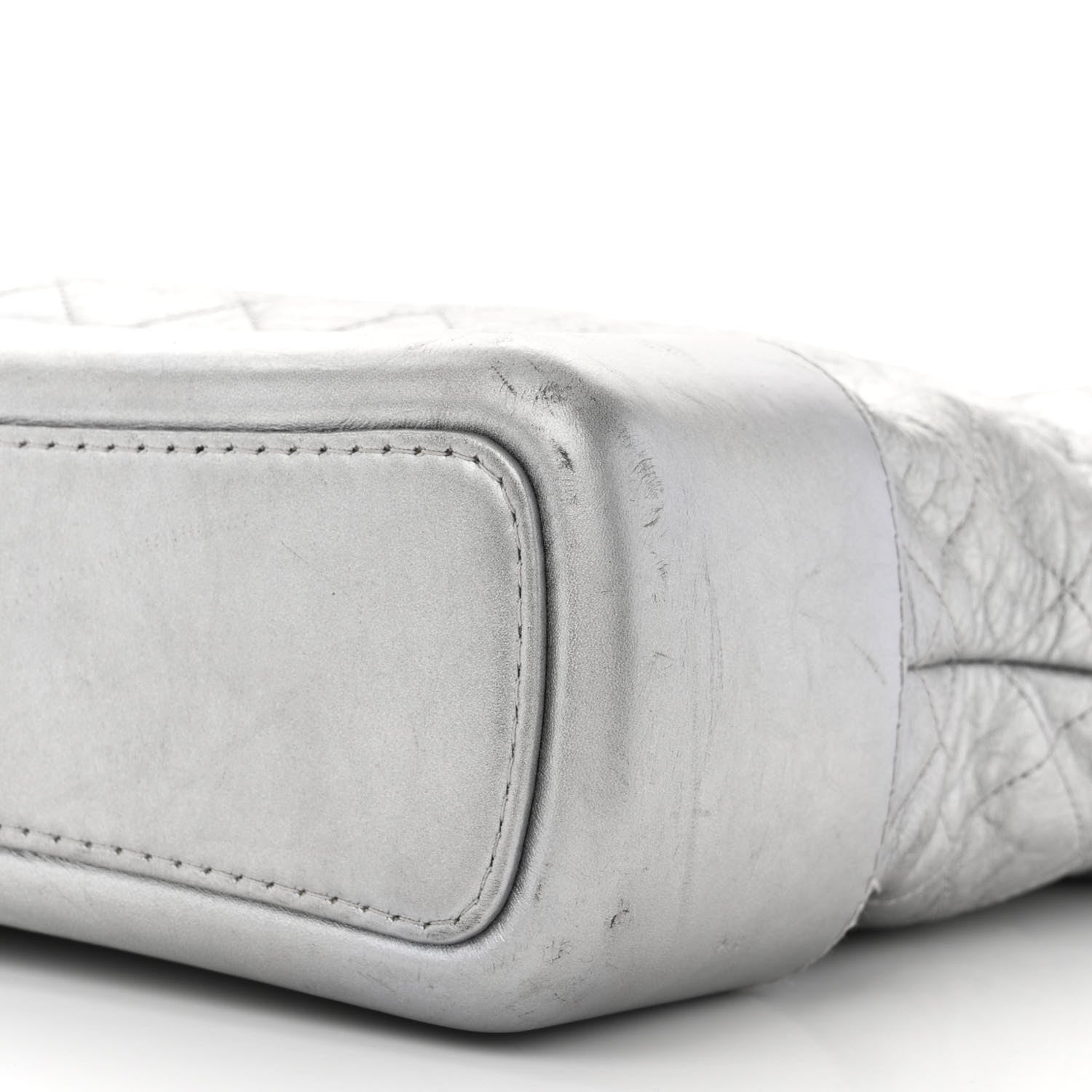 Chanel Metallic Aged Calfskin Quilted Large Gabrielle Hobo Silver 10 of 17