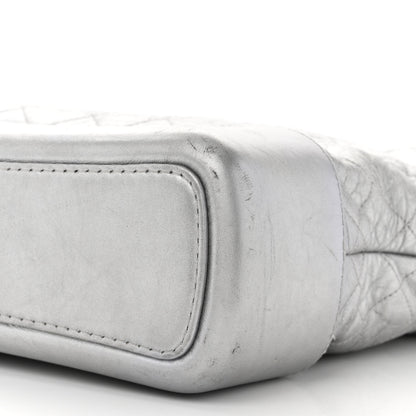 Chanel Metallic Aged Calfskin Quilted Large Gabrielle Hobo Silver 10 of 17