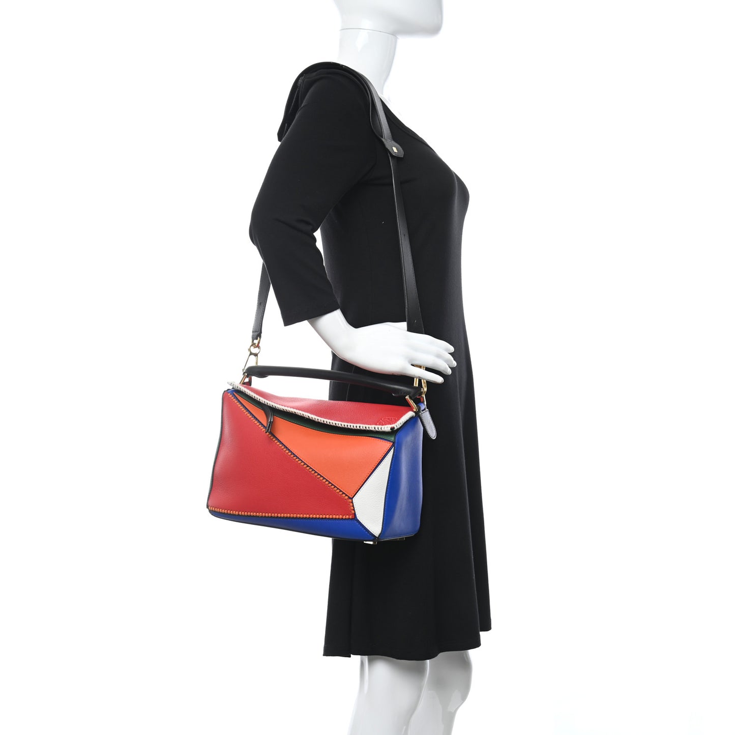 Calfskin Medium Patchwork Puzzle Bag Multicolor