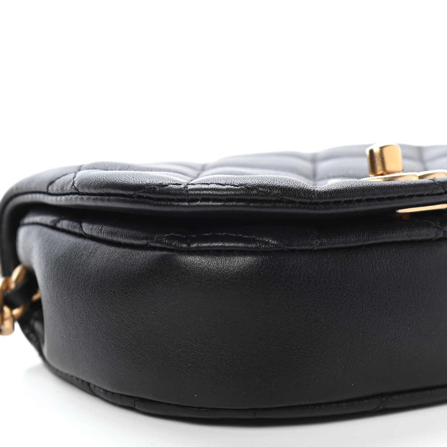 Calfskin Quilted Mini Coco Mail Clutch with Chain Black