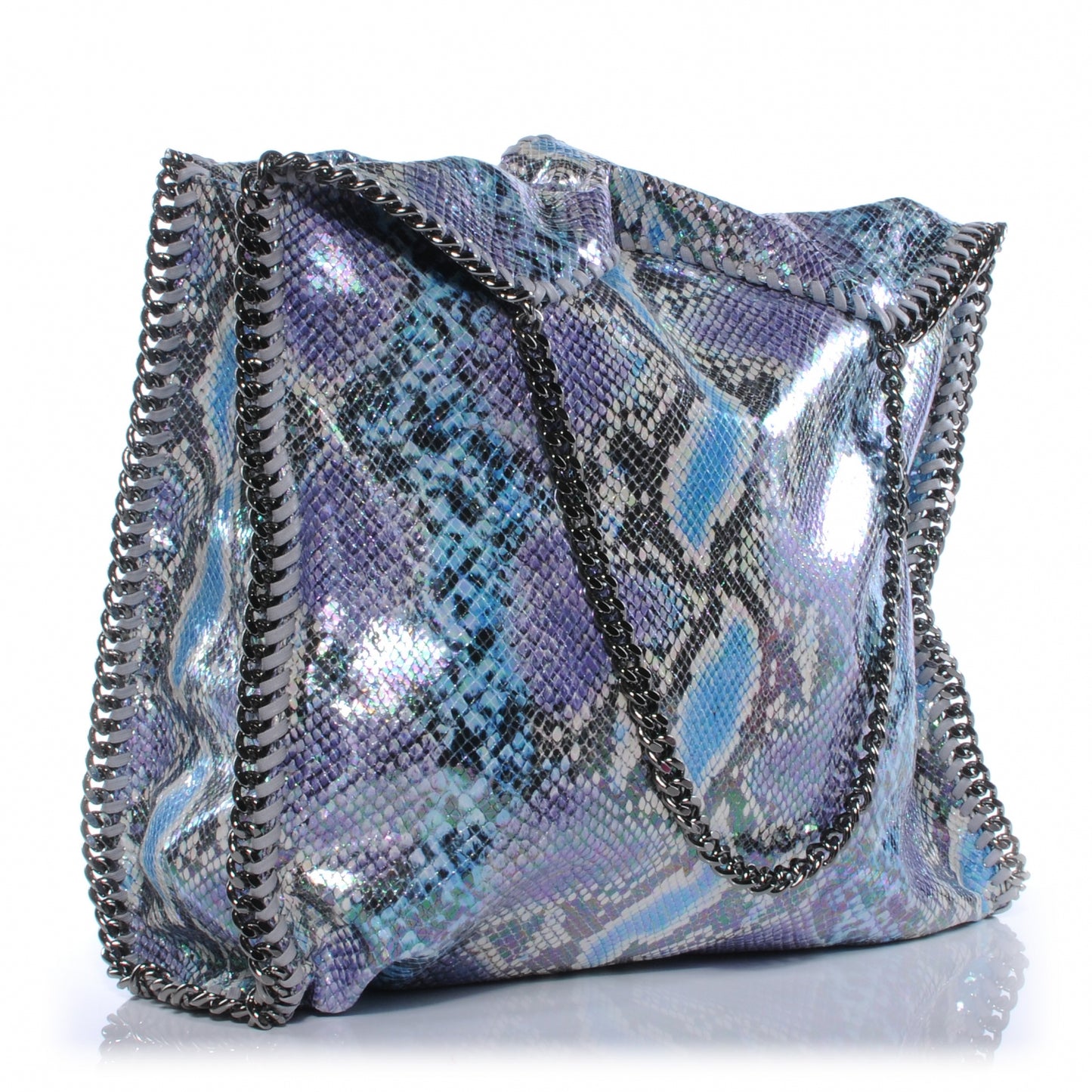 Faux Python Large Oleographic Falabella Tote Blue