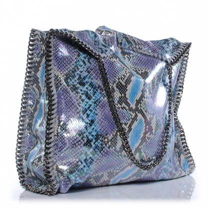 Stella McCartney Faux Python Large Oleographic Falabella Tote Blue 3 of 6
