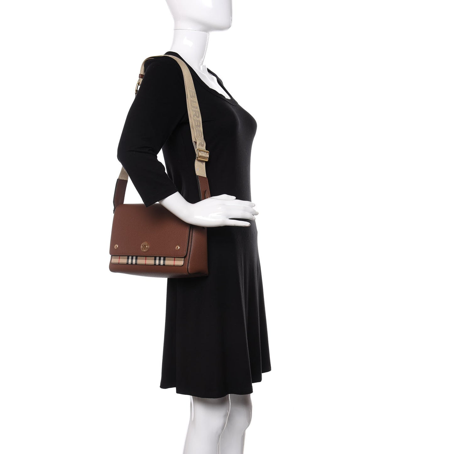 Calfskin Vintage Check Note Crossbody Bag Tan