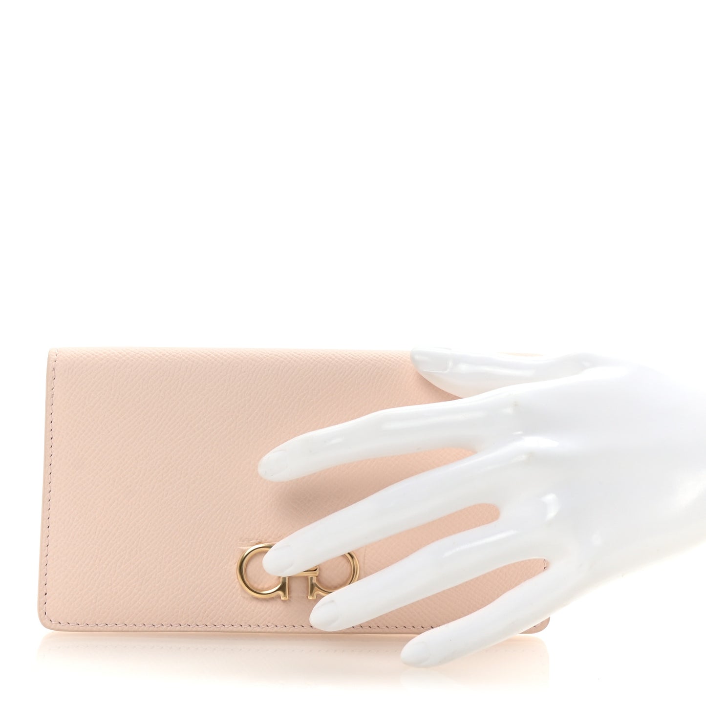 Grained Calfskin Gancini Continental Wallet New Bisque