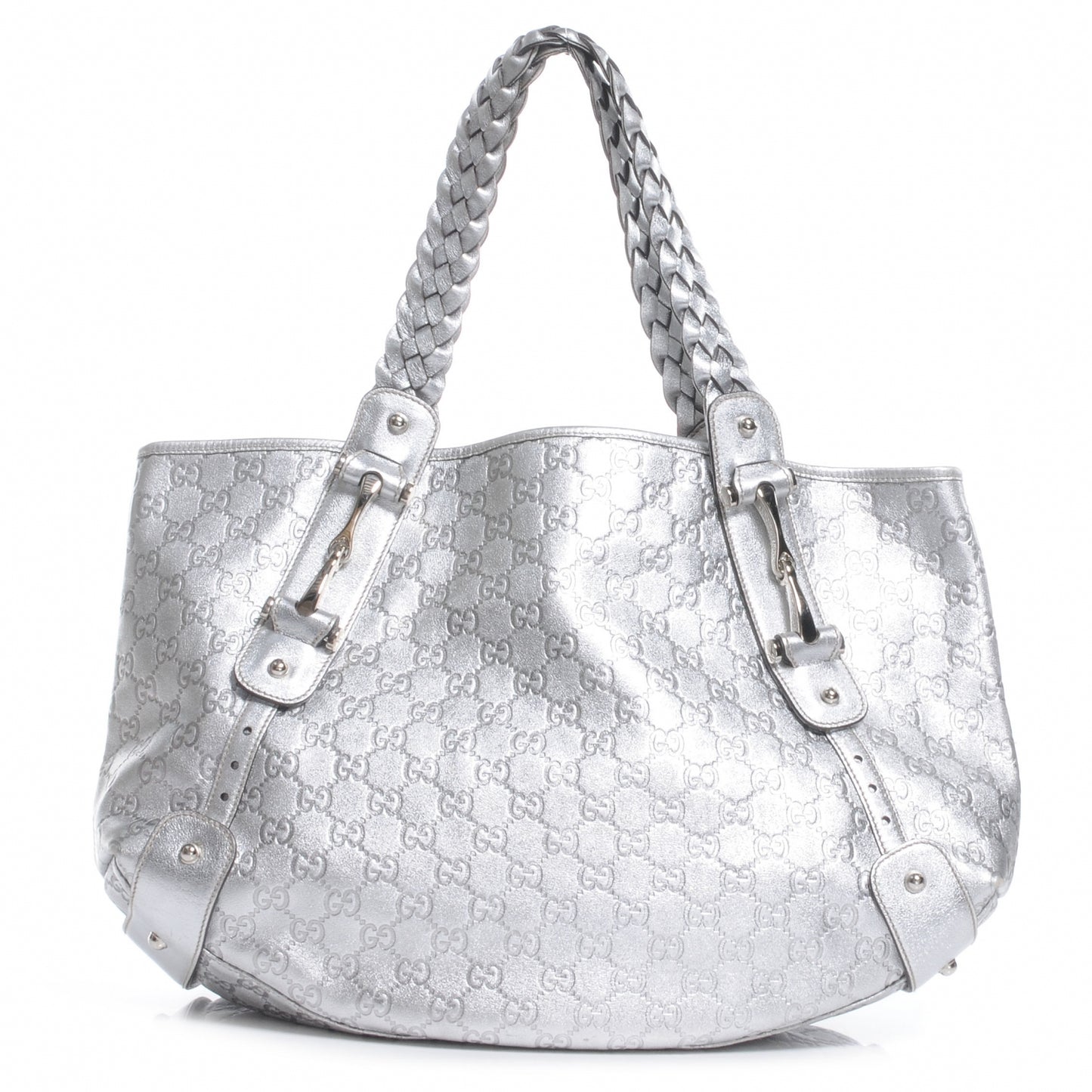 Guccissima Metallic Pelham Medium Shoulder Bag Silver