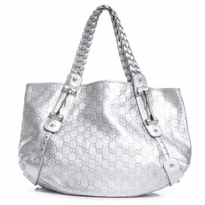 Gucci Guccissima Metallic Pelham Medium Shoulder Bag Silver 1 of 7