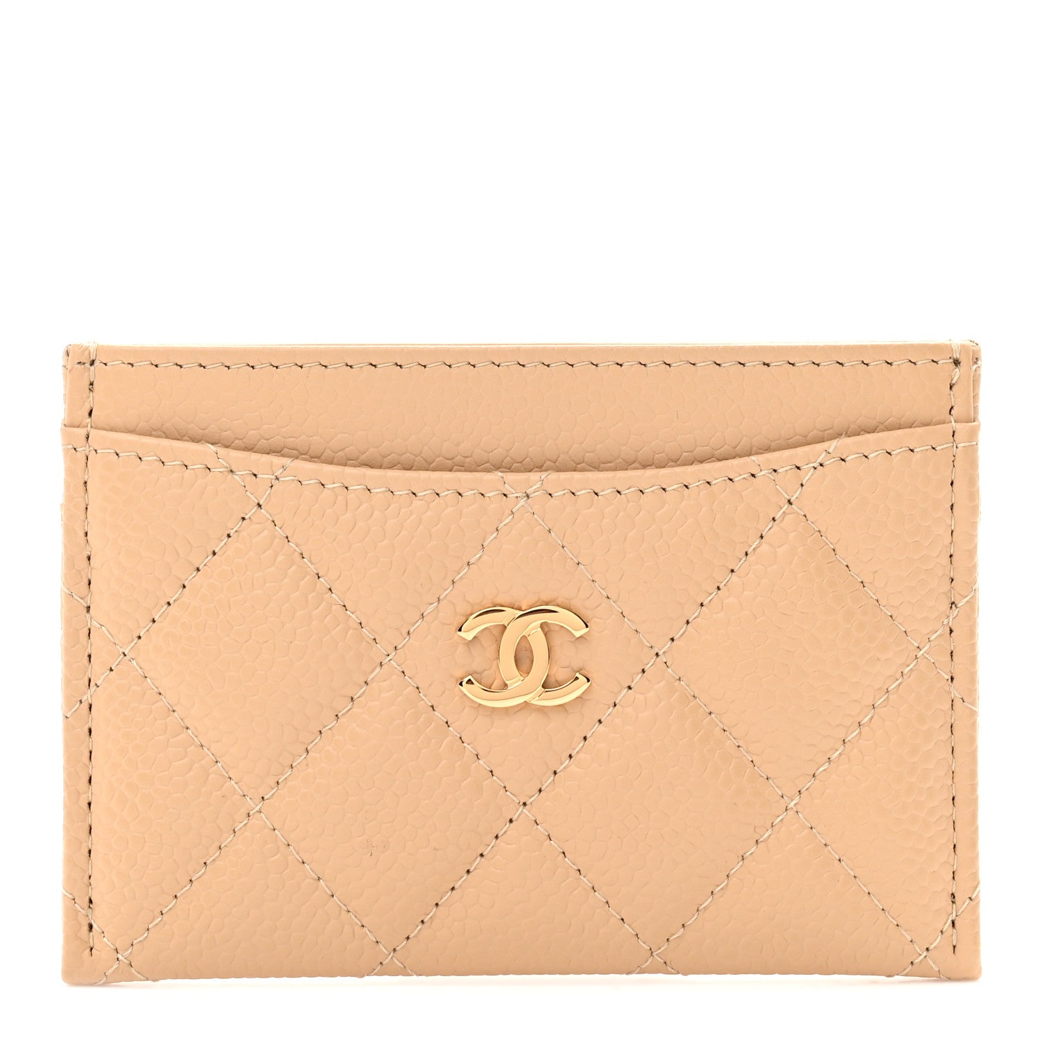 Chanel Caviar Quilted Card Holder Beige 1 of 8