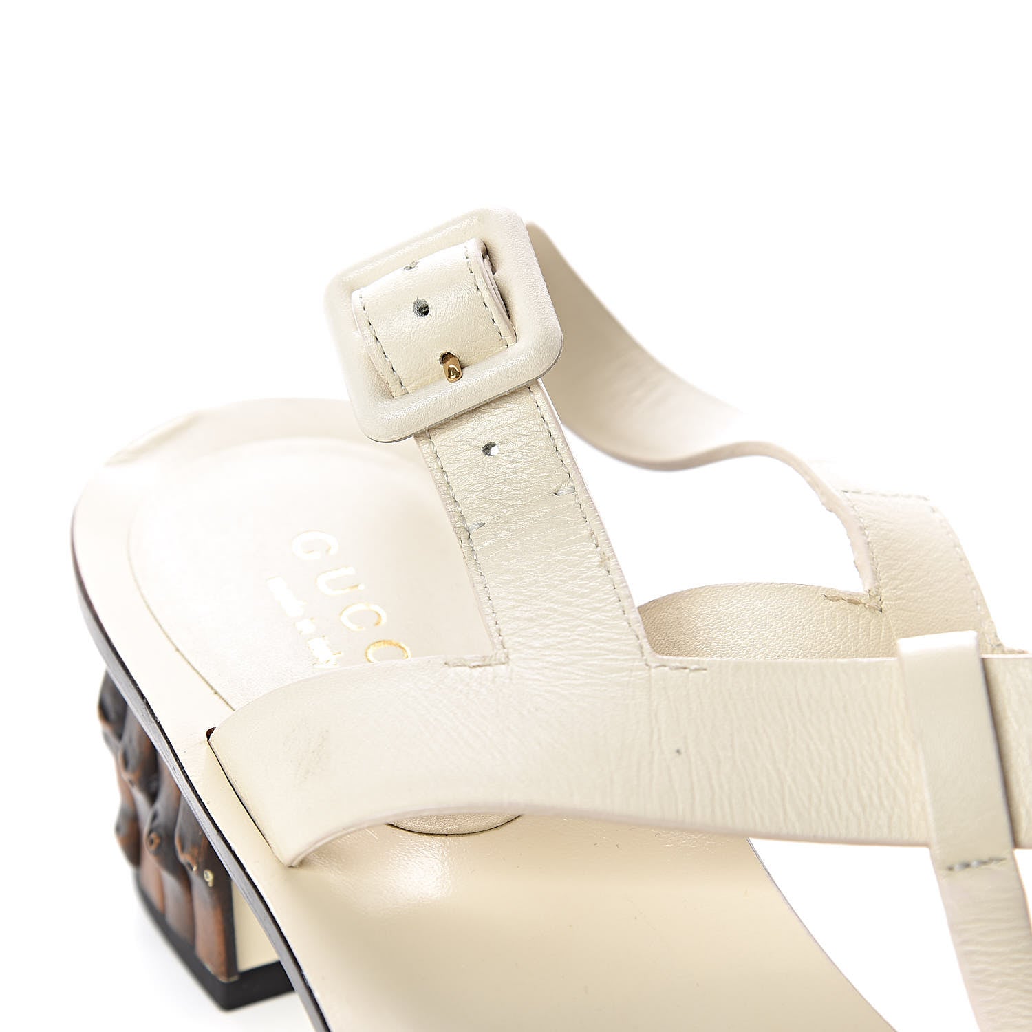 Gucci Calfskin Bamboo T-Strap Thong Sandals 39 White 10 of 12