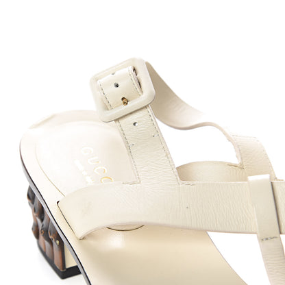 Gucci Calfskin Bamboo T-Strap Thong Sandals 39 White 10 of 12