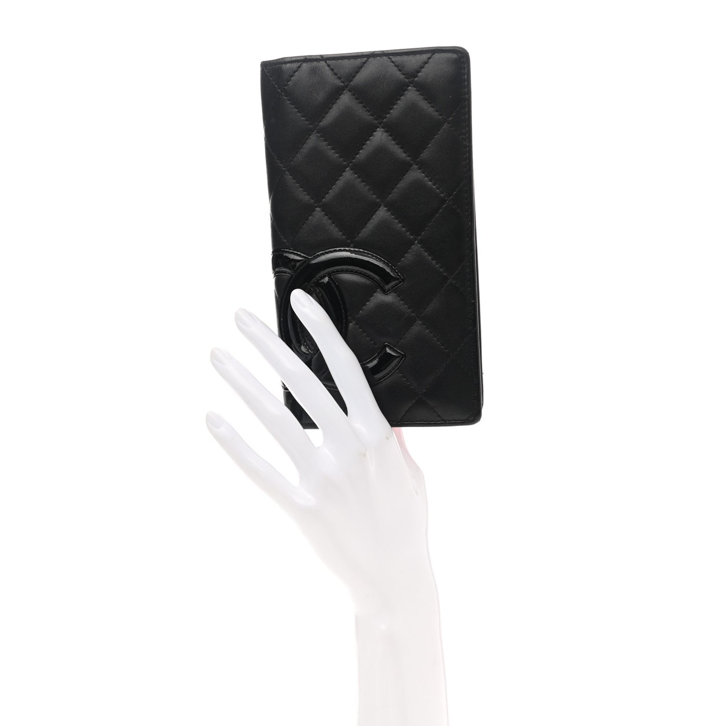 Calfskin Quilted Cambon Yen Wallet Black