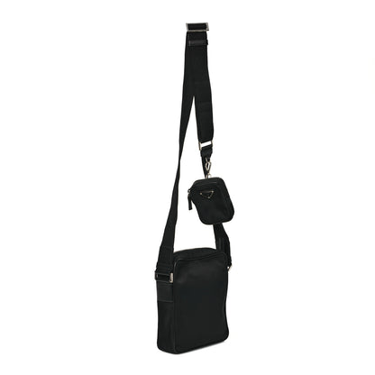 Prada Tessuto Nylon Saffiano Pocket Messenger Shoulder Bag Black 3 of 15