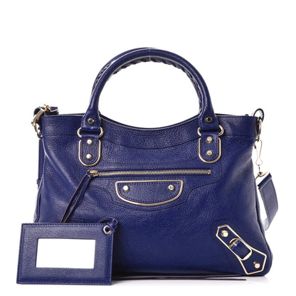 Balenciaga Chevre Gold Metallic Edge Hardware Town Bleu Roi 1 of 7