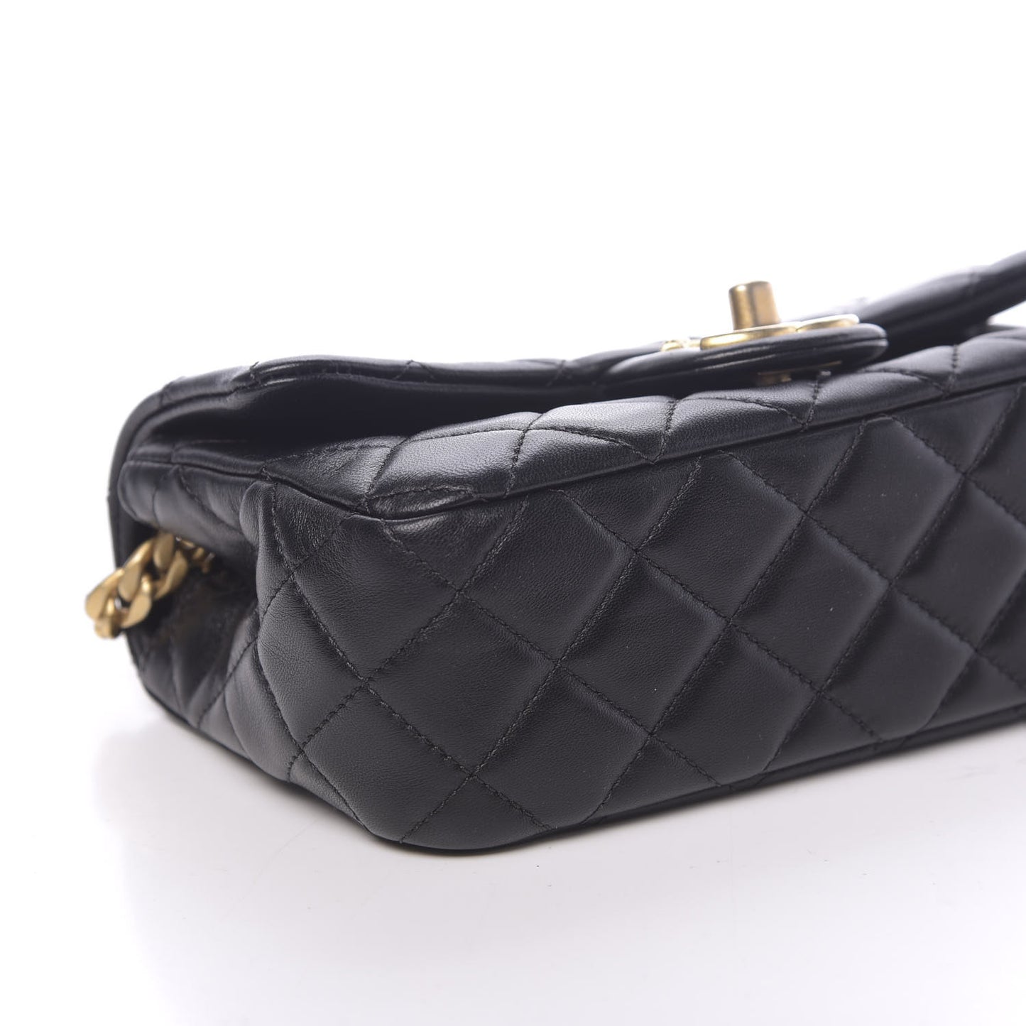 Lambskin Resin Quilted Mini Rectangular Pearl Samba Flap Black