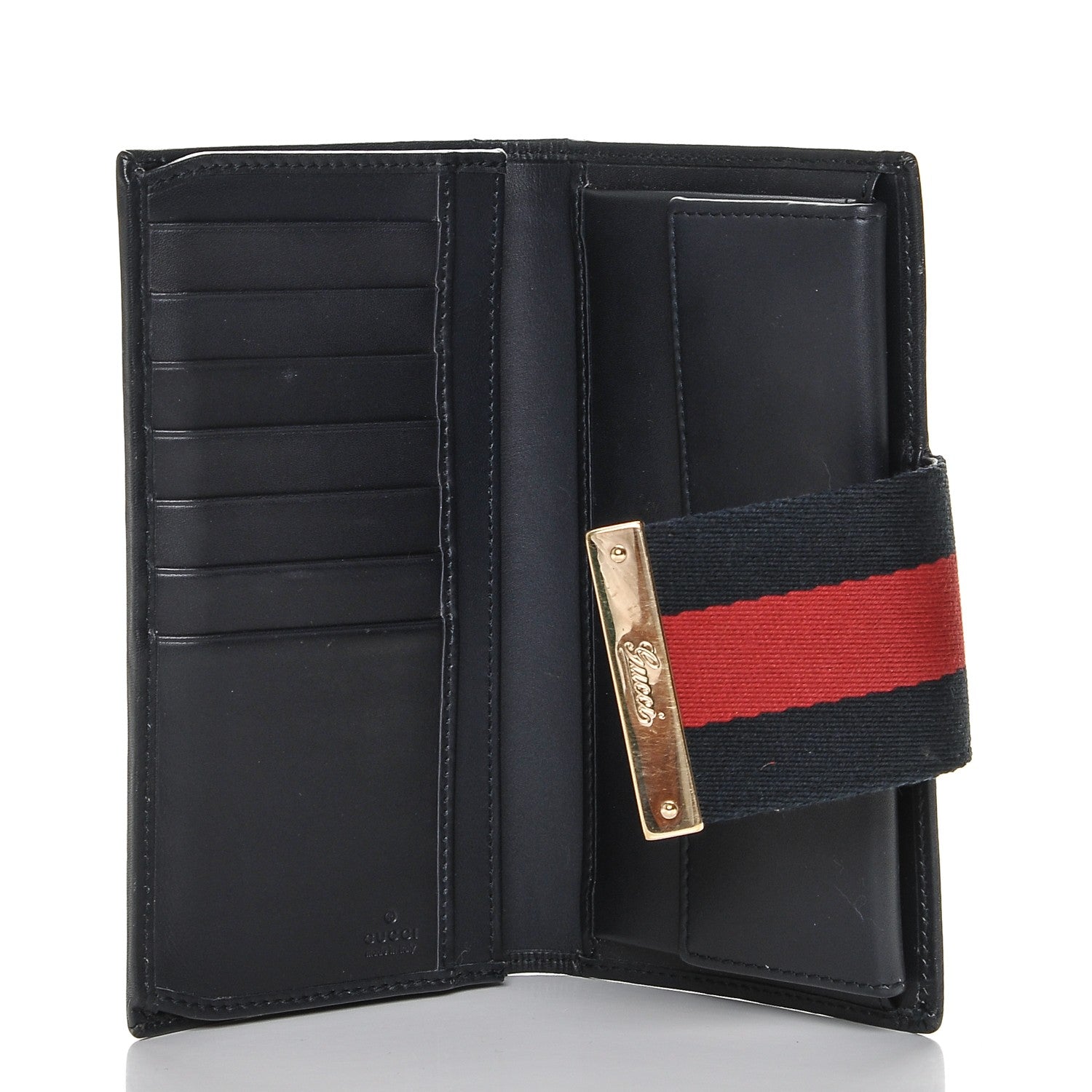 Gucci Monogram Calfskin Ladies Web Long Wallet Beige Blue 5 of 6