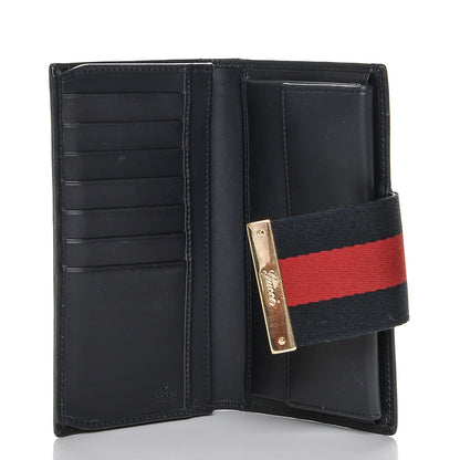 Gucci Monogram Calfskin Ladies Web Long Wallet Beige Blue 5 of 6
