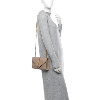 Saint Laurent Grain De Poudre Textured Mixed Matelasse Triquilt Small Monogram Satchel Dark Beige 2 of 11