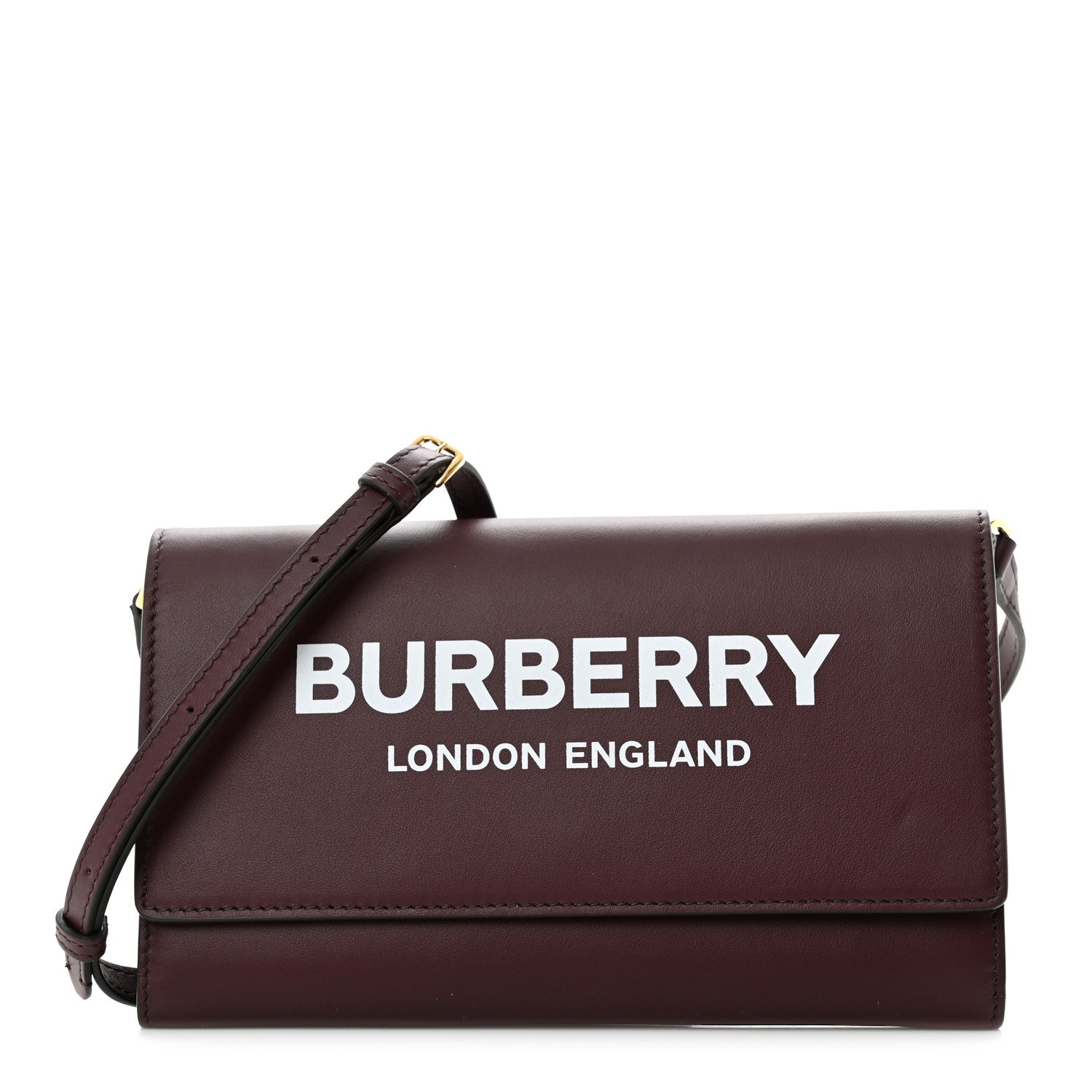 Burberry Calfskin Logo Hazelmere Wallet With Detachable Strap Deep Maroon 1 of 10