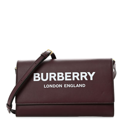 Burberry Calfskin Logo Hazelmere Wallet With Detachable Strap Deep Maroon 1 of 10
