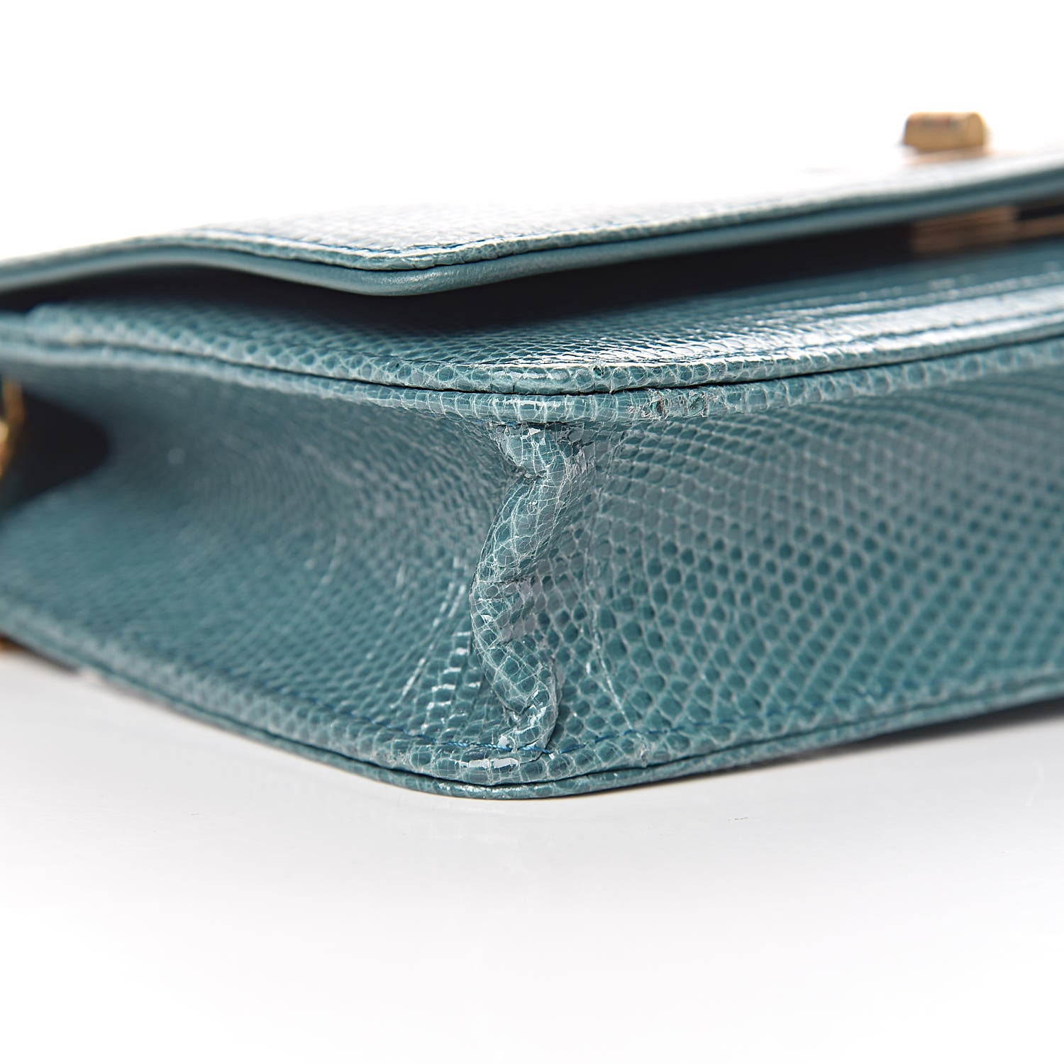 Chanel Lizard Reissue Wallet on Chain WOC Green 10 of 11