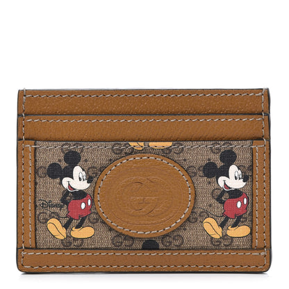 Gucci X DISNEY Mini Vintage GG Supreme Monogram Mickey Mouse Card Holder Beige Vintage Sun Oil 1 of 7