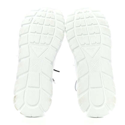 Prada Re-Nylon Gabardine Rubber Logo Quilted Womens 50mm Low Top Sneakers 38.5 White Black 5 of 9