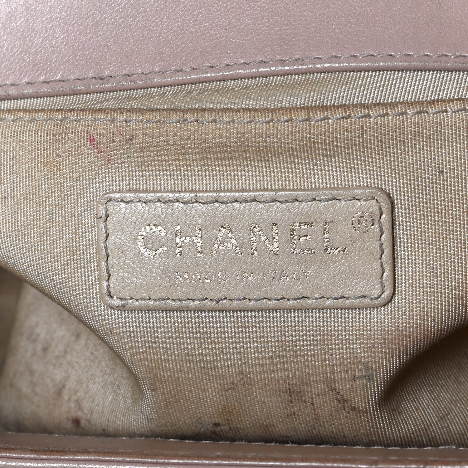 Chanel Lambskin Chevron Chain Stitched Medium Boy Flap Beige 6 of 14