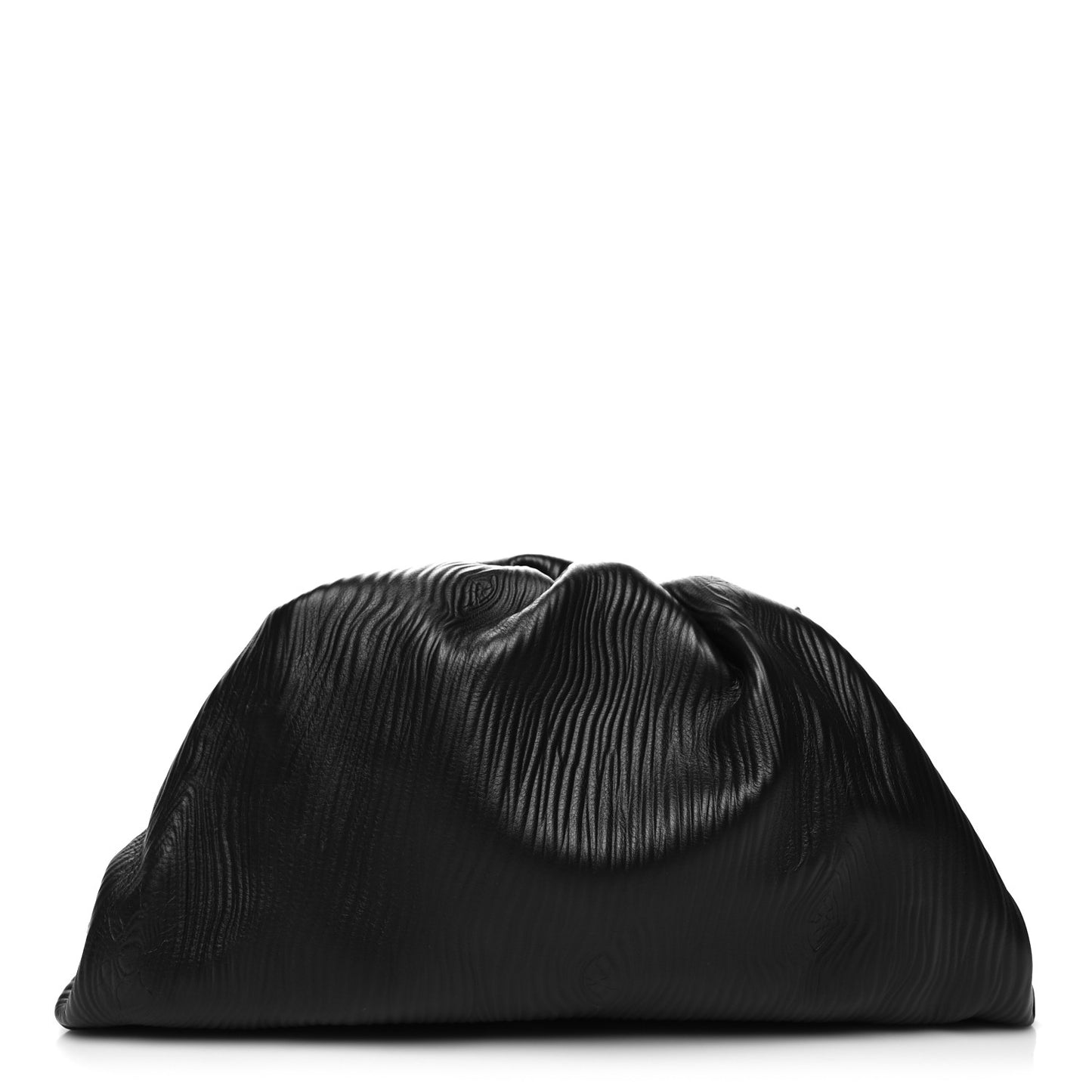 Bark Calfskin Embossed The Pouch Oversized Clutch Black