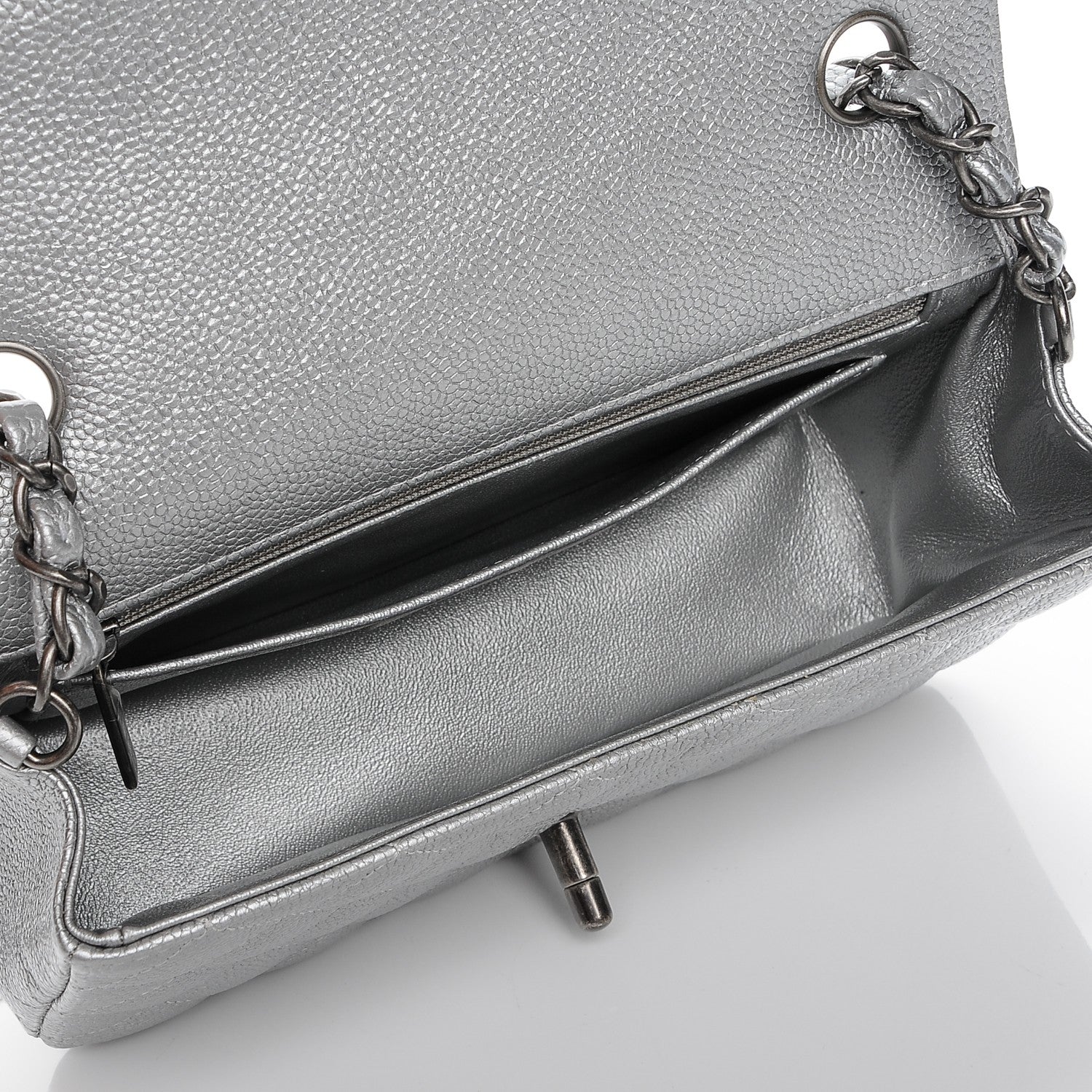 Chanel Metallic Caviar Quilted Mini Rectangular Flap Silver 5 of 8