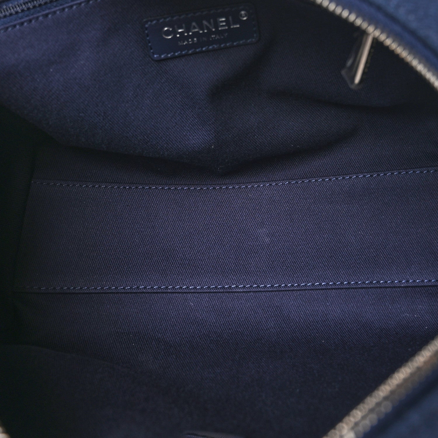 Chanel Mixed Fibers Small Deauville Bowling Bag Navy Blue 5 of 9