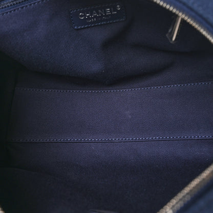 Chanel Mixed Fibers Small Deauville Bowling Bag Navy Blue 5 of 9