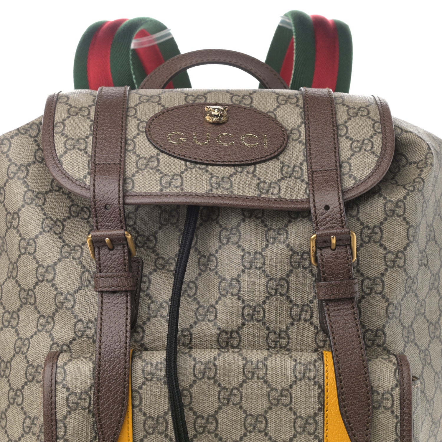 Gucci Soft GG Supreme Monogram Neo Vintage Double Buckle Backpack Beige New Acero Crop 8 of 10
