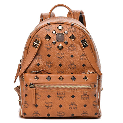 MCM Visetos Studded Small Dual Stark Backpack Cognac 1 of 11