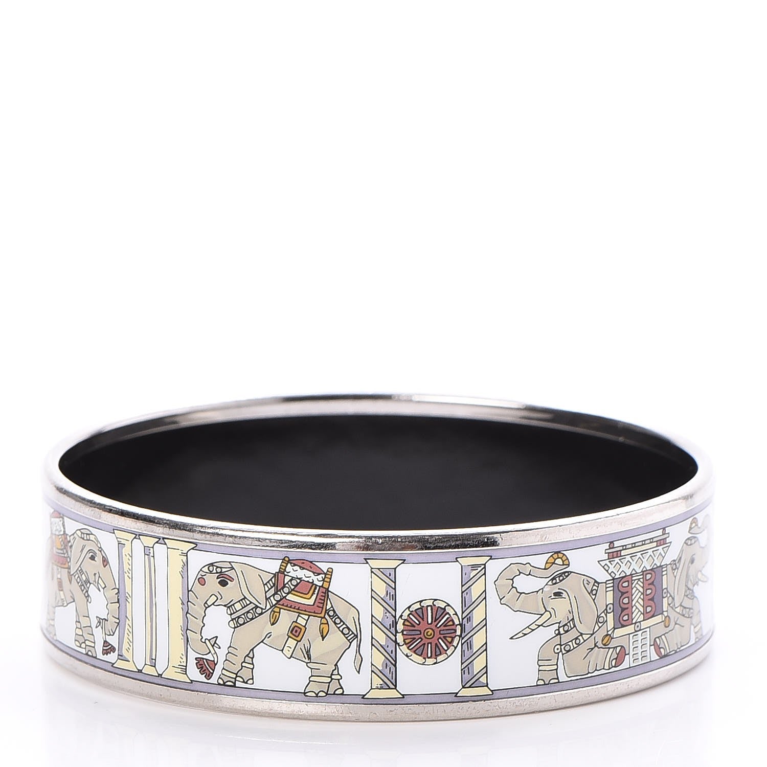 Hermes Enamel Printed Elephant Torana Wide Bracelet 65 3 of 5