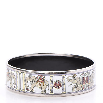 Hermes Enamel Printed Elephant Torana Wide Bracelet 65 3 of 5