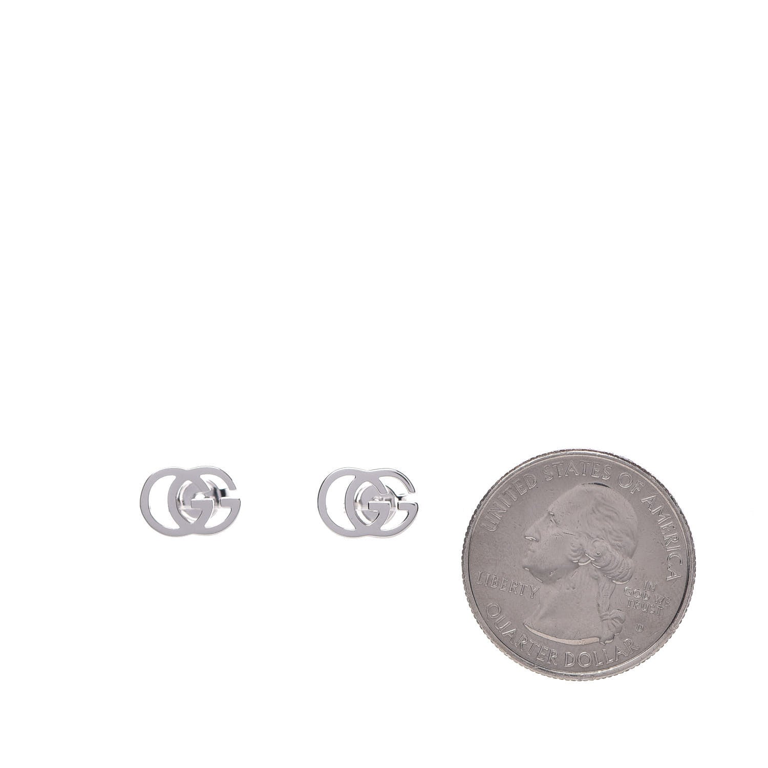 Gucci 18K White Gold GG Tissue Stud Earrings 2 of 6