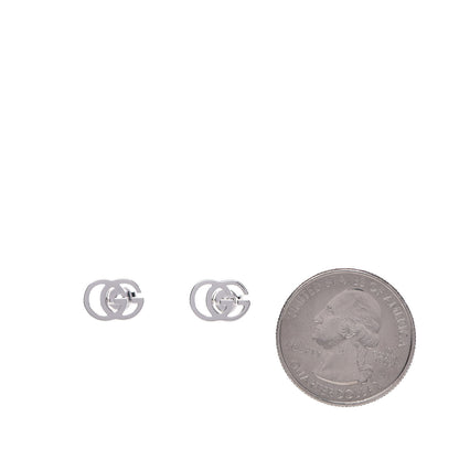 Gucci 18K White Gold GG Tissue Stud Earrings 2 of 6