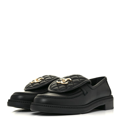 Chanel Lambskin Quilted CC Turnlock Loafers 39.5 Black 3 of 9