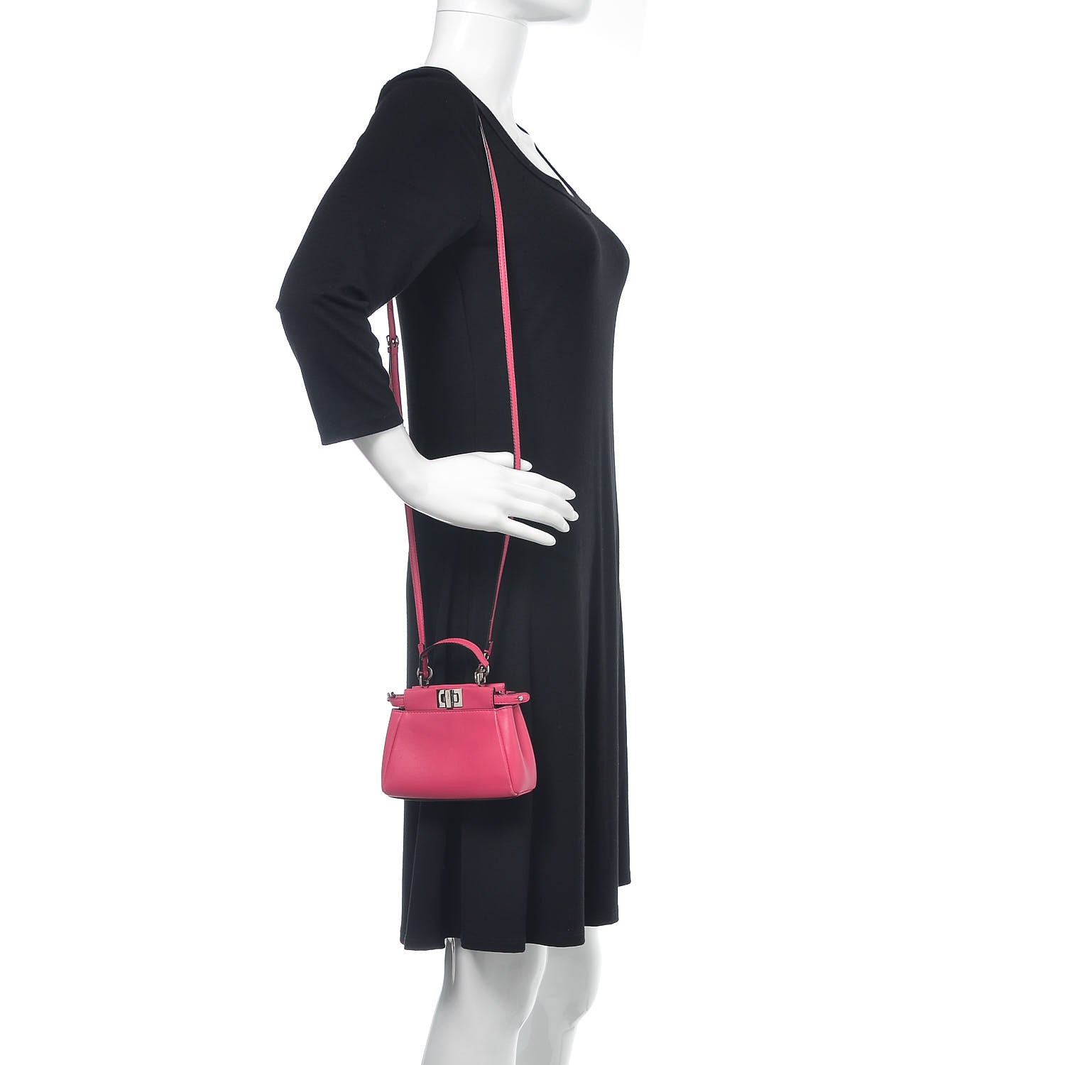 Fendi Shiny Nappa Micro Peekaboo Iconic Satchel Fuxia 2 of 10