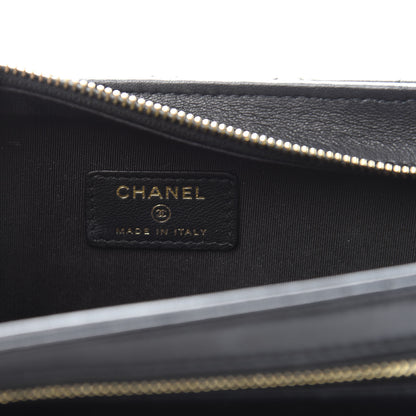 Chanel Lambskin Quilted Square Front Pocket Clutch With Chain Black 6 of 11