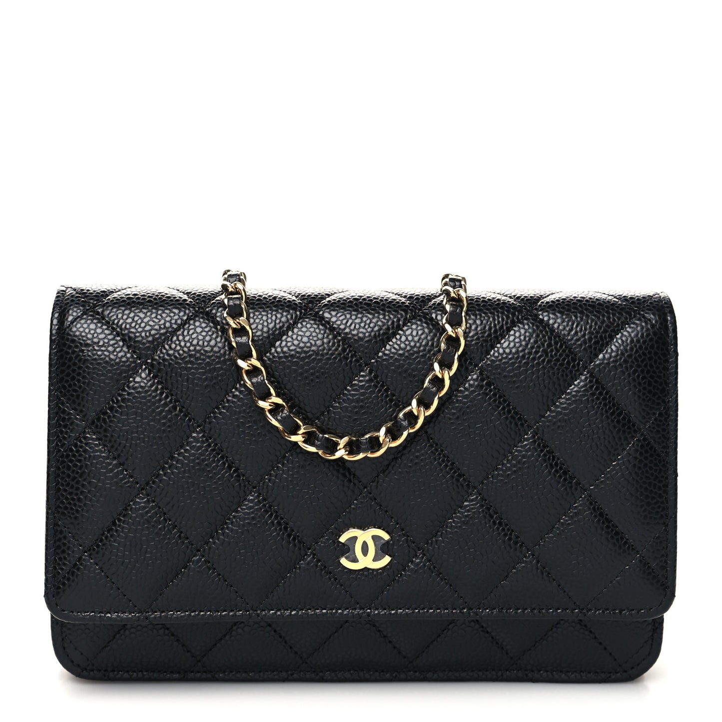 Caviar Quilted Wallet on Chain WOC Black