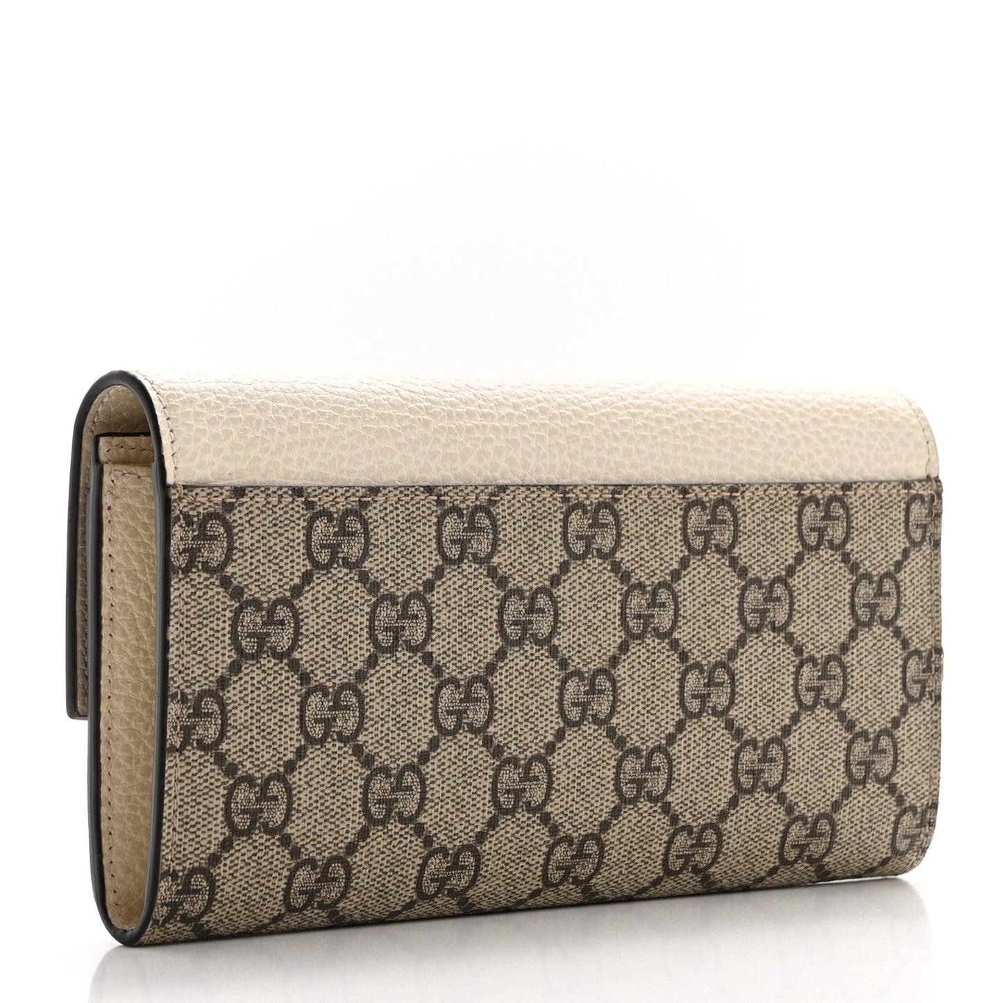 Dollar Calfskin GG Supreme Monogram GG Marmont Continental Wallet Mystic White Beige Ebony