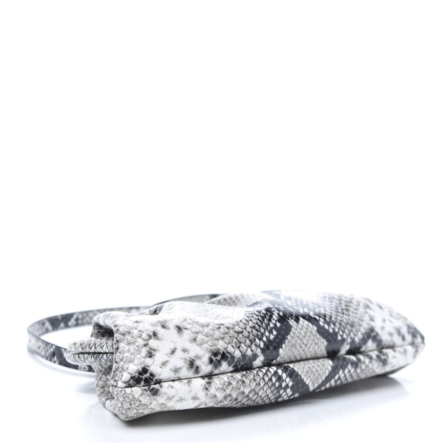 Calfskin Logo Python Effect Cloud Clutch XS Black White