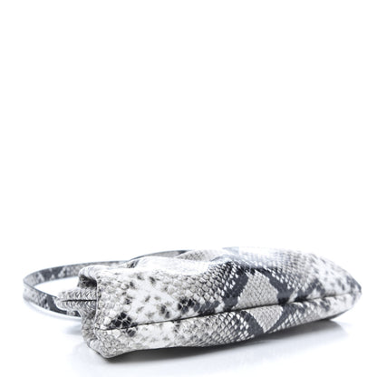 Balenciaga Calfskin Logo Python Effect Cloud Clutch XS Black White 4 of 8