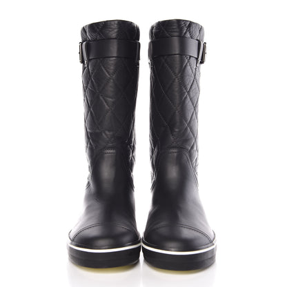 Chanel Aged Calfskin Quilted Boots 36.5 Black 2 of 9