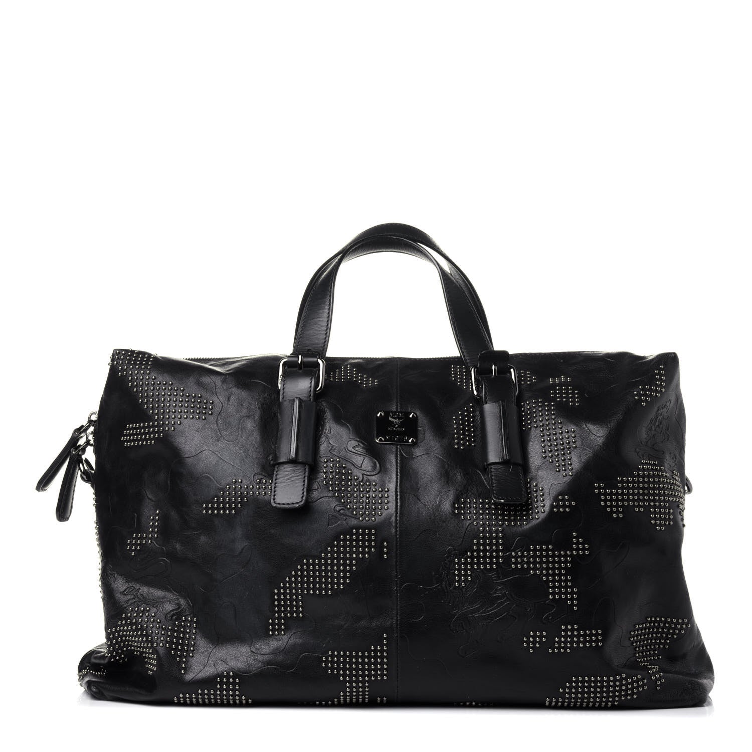 MCM Smooth Calfskin Camo Studded Weekender Bag Black 1 of 11