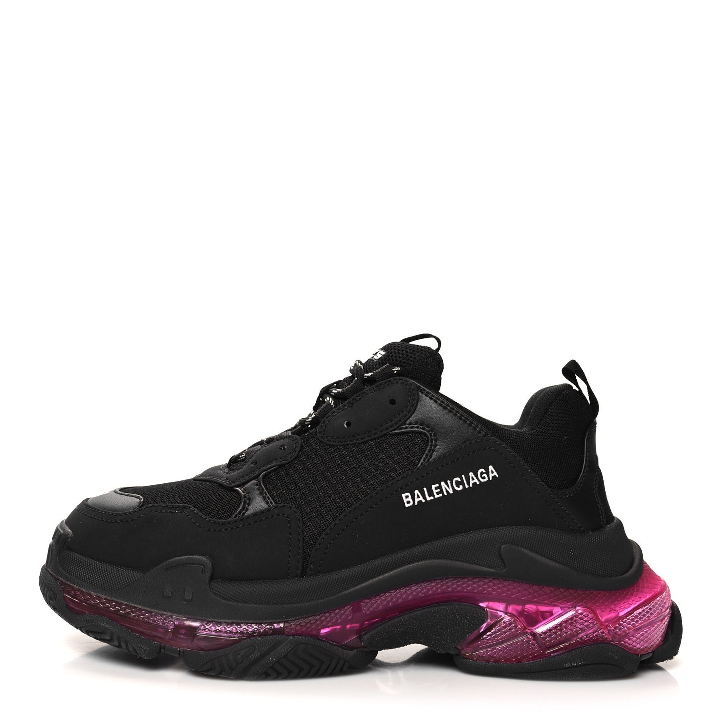 Fabric Mesh Clear Sole Mens Triple S Sneakers 43 Black Pink Neon