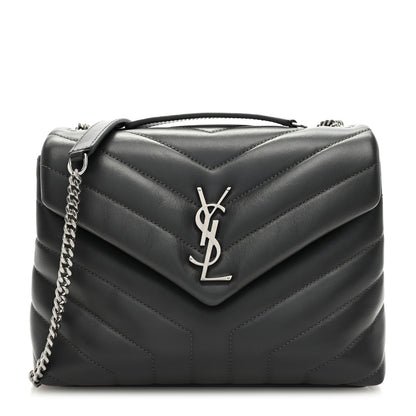 Saint Laurent Calfskin Y Quilted Monogram Small Loulou Chain Satchel Storm 1 of 8